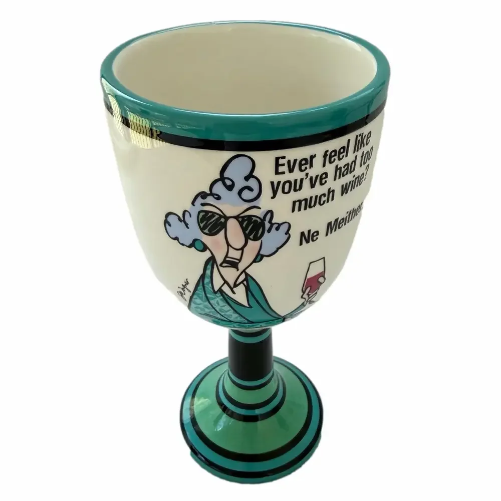 Hallmark Maxine Ceramic Goblet Wine Glass Girls Night Book Club Whimsical Funny